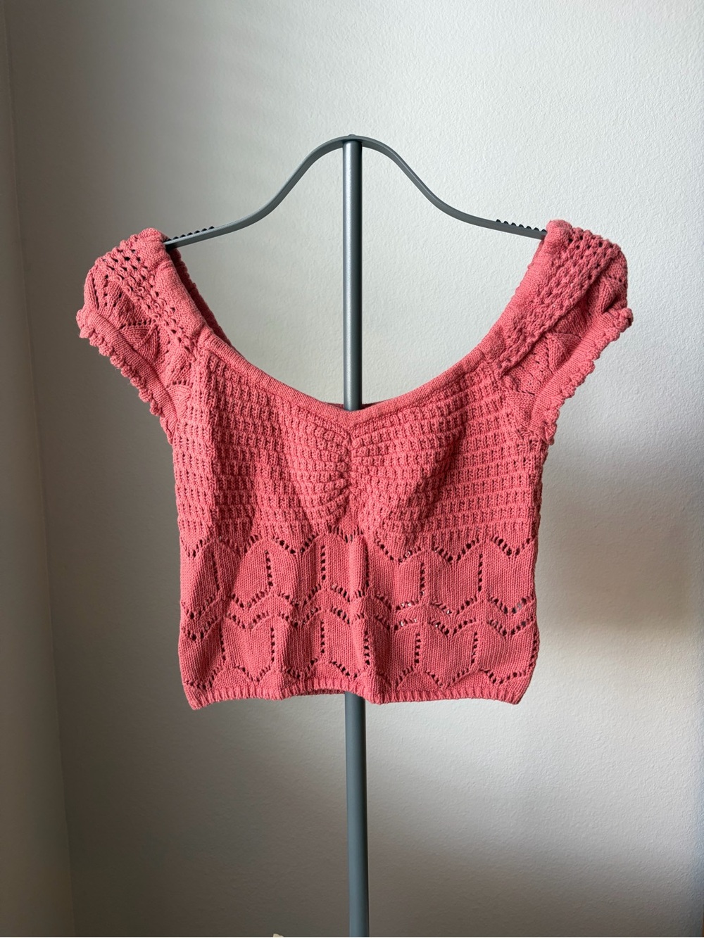 Aeropostale Coral Crochet Knit Crop Top